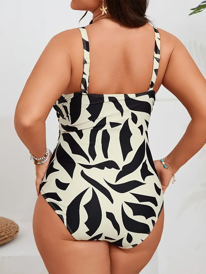 Vzvn Sexy Print Plus Size One Piece Swimsuit Women Beach Vacation Swimsuit 2026 New All Season Backless Tight One Piece Swimsuit