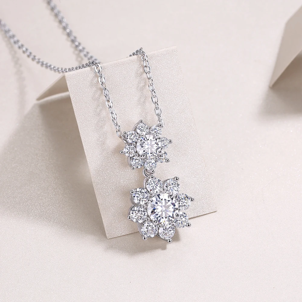 1.73CT D สี Moissanite จี้สร้อยคอผู้หญิงได้รับการรับรอง 925 เงินสเตอร์ลิงสร้อยคอดอกทานตะวันงานแต่งงานเครื่องประดับ