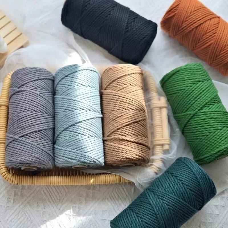 4mm *100m Macrame Cord Solid Color Cotton Thread Handmade Craft Accessories DIY Basketry Braids Arti Macrame Cotton Cord