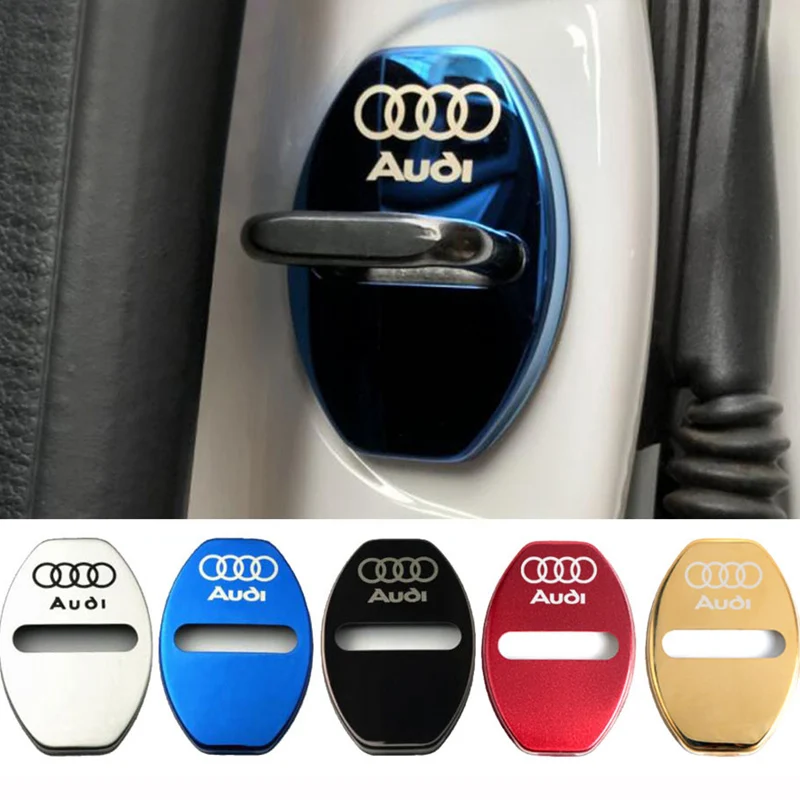 4 PCS/Set Fashion Stainless Steel Car Covers Door Lock Protecting Cover For audi a3 a4 a5 a6 a7 a8 Q3 Q4 Q5 Q6 Q7 b8 b6 c6 8p b7