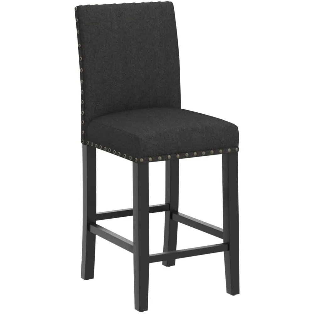 مجموعة من 4 مقاعد بار حديثة من جلد البولي يوريثان مقاس 24 بوصة مع زر خلفي معنقدة وإطار معدني ذهبي #4