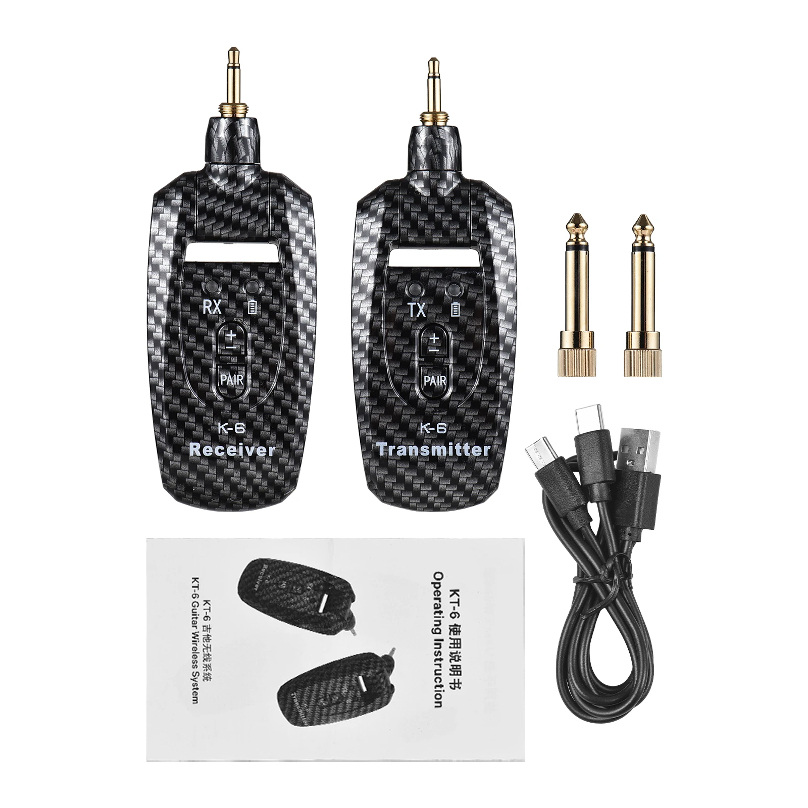 

Wireless Guitar System Rechargeable 2.4G Portable UHF Real-time Transmission 270 Degree Rotatable Plug