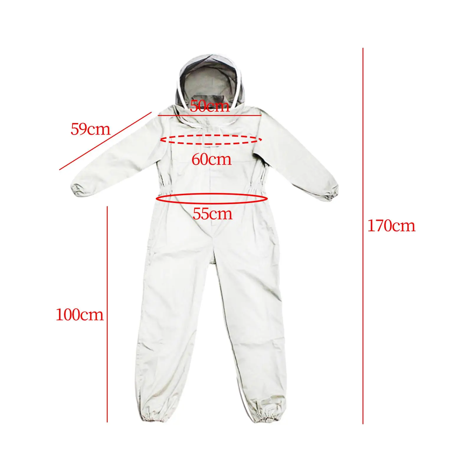 Full Body Bee Suit Professional Beekeeping Suit Ventilated Hood with Removable Hat Zipper Design Breathable Polyester Protective view 3