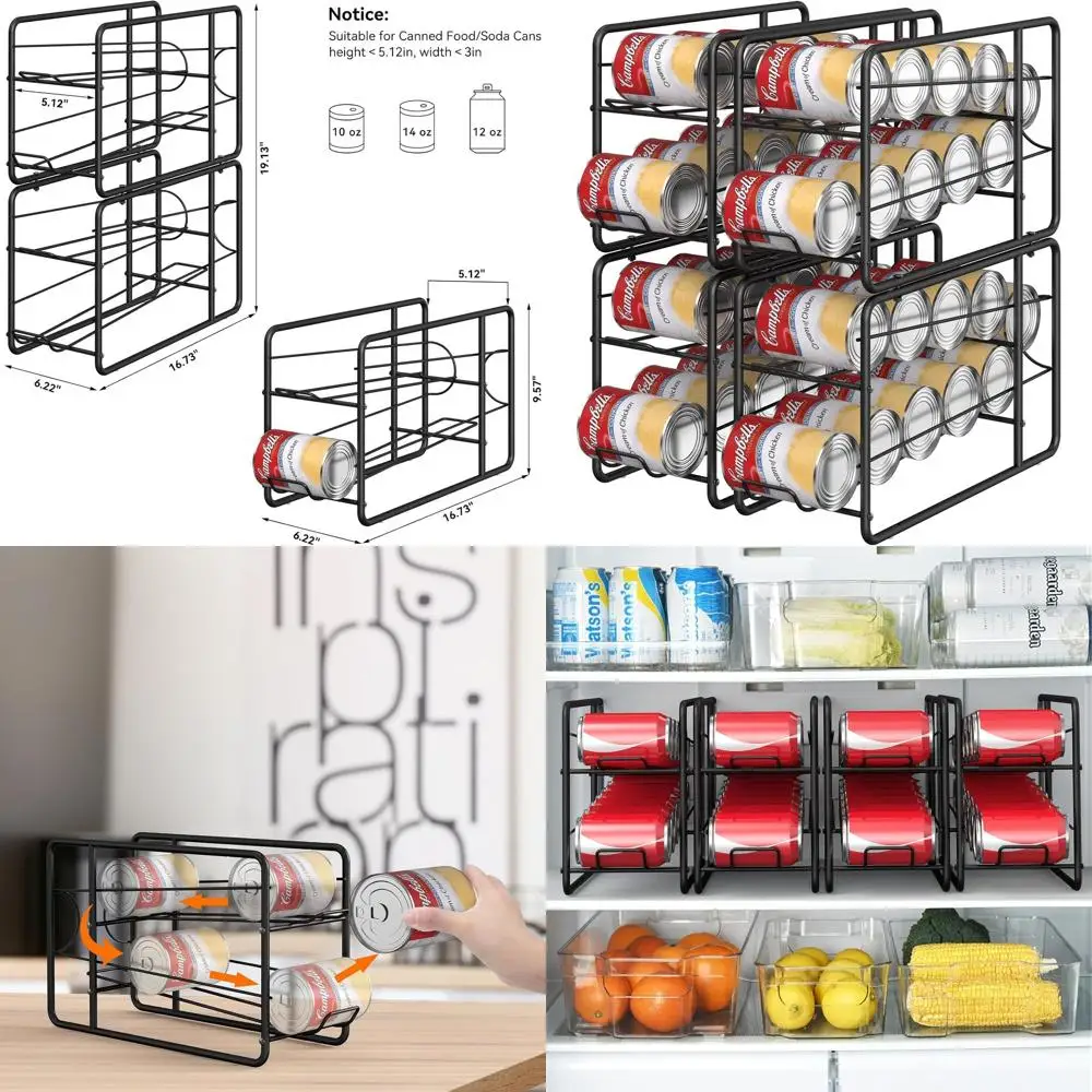 

Stackable Canned Food Organizer, Kitchen Cabinet Pantry Storage Rack, Black