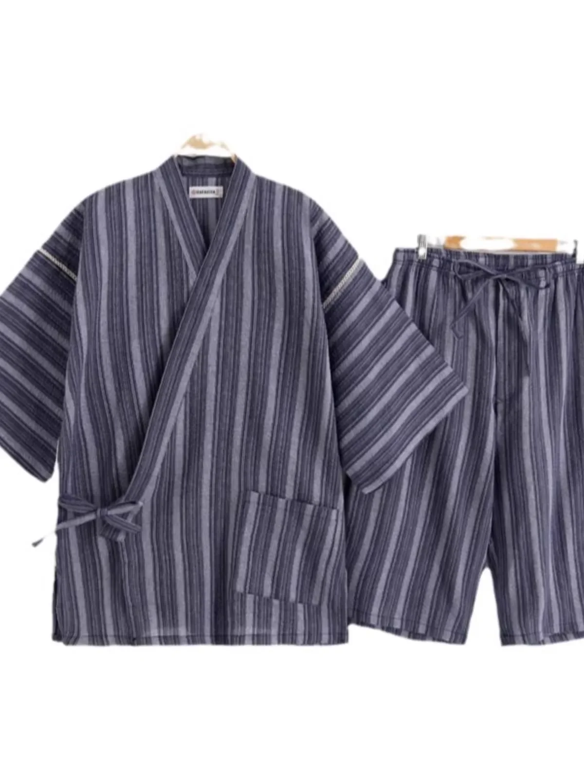 Conjunto de pijama kimono de algodón de gran tamaño Jinbei Yukata japonés para hombres y mujeres, ropa de sauna y salón en casa