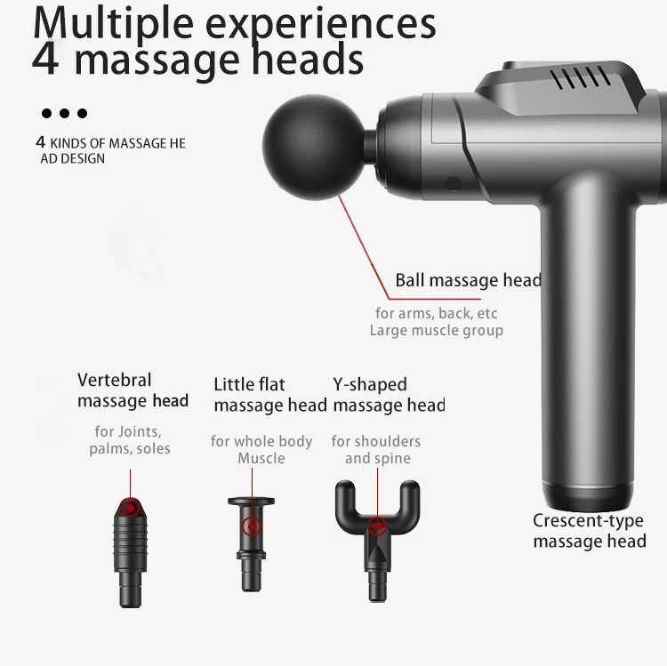 High Amplitude Portable Back Massage Gun 8 Massage Heads, Large Capacity Battery, Speed Control - Deep Tissue Fascia Massage