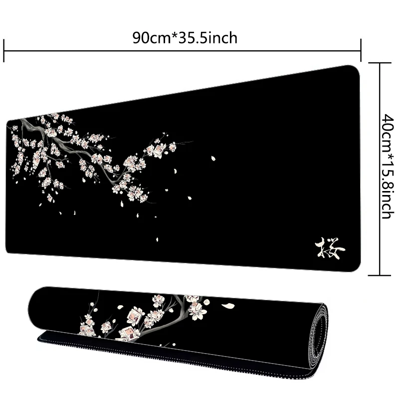 Japan Cherry Blossom Mouse Pad XXL Gray Laptops Gaming Deskmat Sakura Mousepad Anime Office Carpet Gamer Keyboard Computer Desks