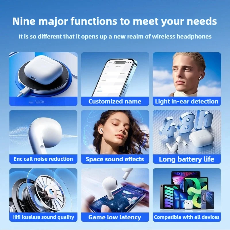 سماعات أذن Airs Pro7 TWS بلوتوث لاسلكية مع سماعات Siri المنبثقة المقاومة للماء للتحكم باللمس لنظام iOS