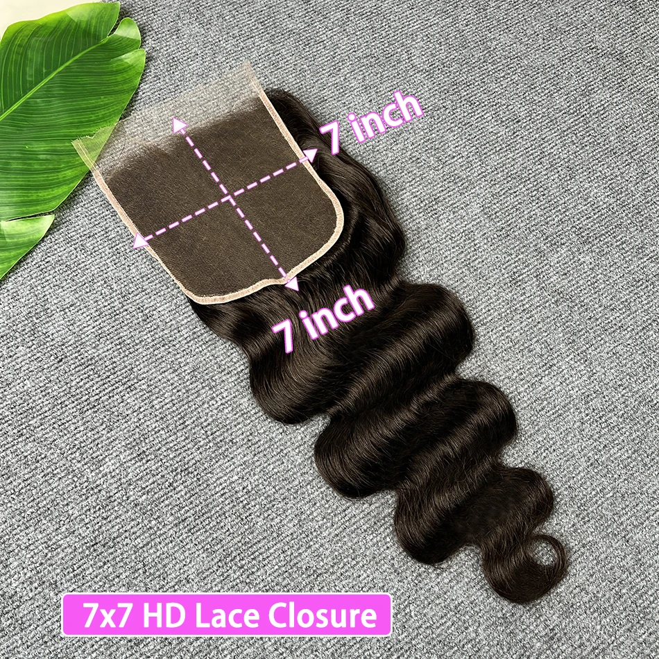 

7x7 HD кружевная застежка объемная волна человеческие волосы предварительно выщипанные невидимые # 1B Натуральный черный цвет, невидимое кружево из расплавленной кожи, 100% человеческие волосы
