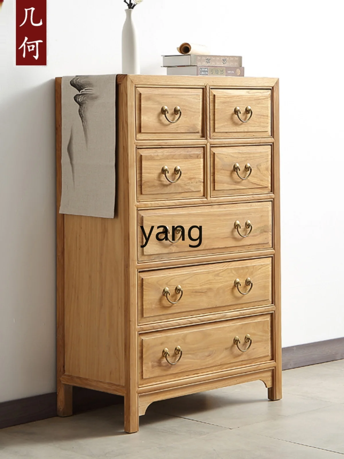 LXL Geometric Zen New Chinese Solid Wood 7-Drawer Cabinet Simple Modern Bedroom Storage Multifunctional Storage