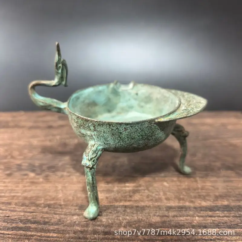 Brass craft three-legged crane pen washer home study decoration ornament