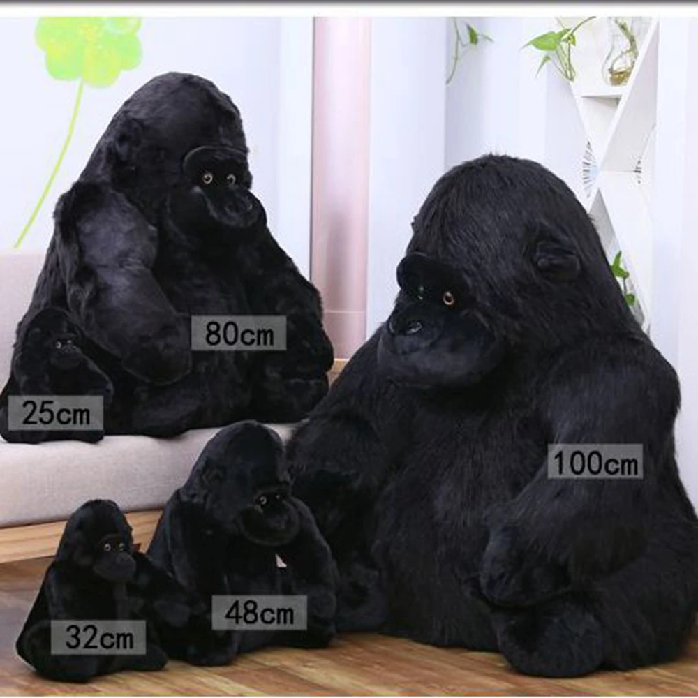 28CM Black Gorilla Plush Toy Cute Kawaii Spoof Forest Animal Doll Festival Gift For Children\'s Birthday Gifts