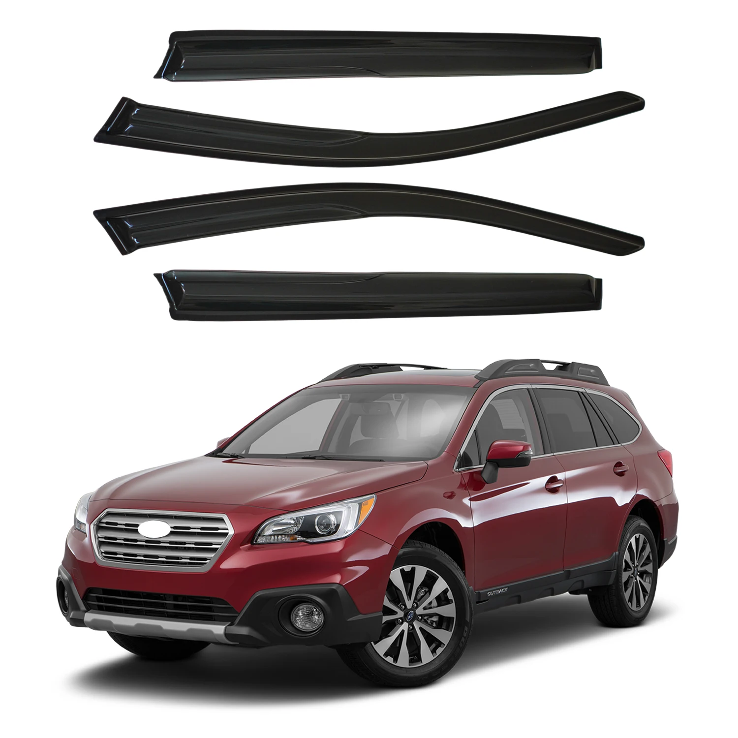 

For Subaru Outback 5-Door 2020-2024 Window Visors Tinted 4pcs Set External Rain Guards 1.5mm Thickness