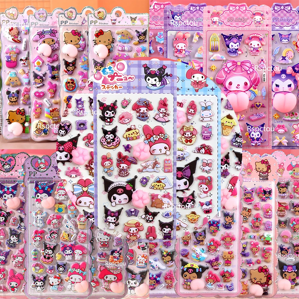 

Cute Funny 3D Sanrio Happy Buttocks Stickers My Melody Kuromi Cinnamoroll Soft Pinched Decompression Toy DIY Notebook Phone Bike