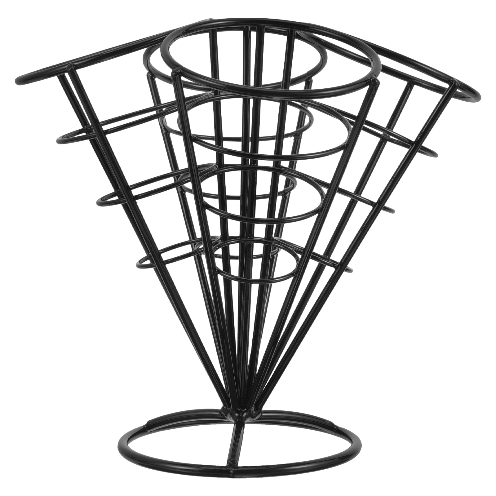 

1pcs Stylish Black 4-Head Snack Rack French Fries Holder Stainless Steel Compact Size Display Stand Basket