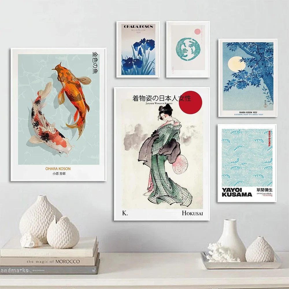 Japanese Yayoi Artist Ohara Koson Vintage Poster Hokusai Geisha Wall Arts Canvas Painting Home Decoration Room Decor