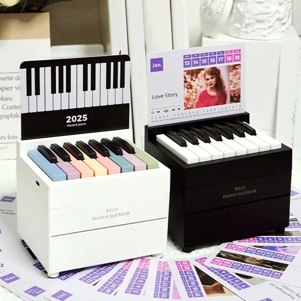 Mini Taylor Piano Calendar Playable Piano Music Sheets Toy with Music Calendar Cards Desktop Peripheral Ornaments Gifts for Fans