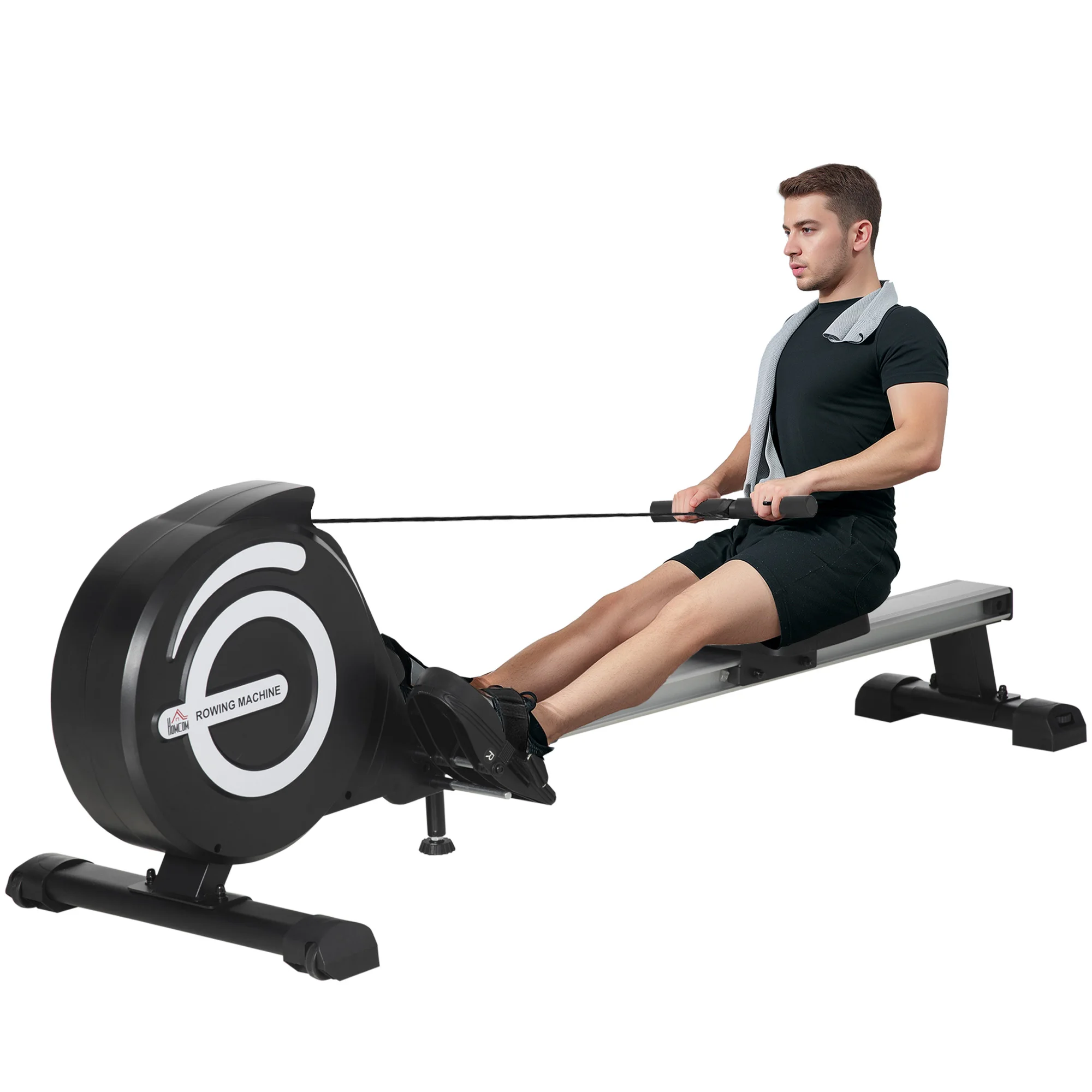 HOMCOM Máquina de Remo Plegable con 8 Niveles de Resistencia Volante de 4kg