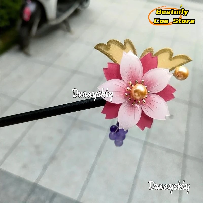 Anime Nanami Cosplay Costume Wooden Hair Stick Chinese Style Winding Flower Hairpin With Tassel Kamisama Love Role-playing Prop