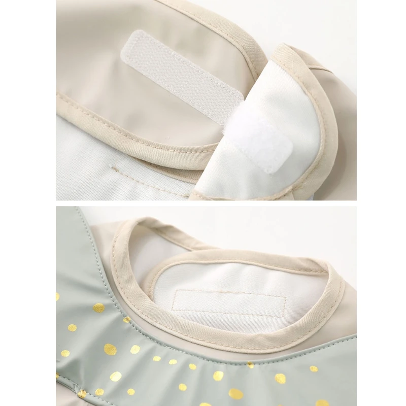 

Infants PU Leather Waterproof Feeding Cloth Baby Drool Bib Burp Cloth with Pocket Bag Washable Children Drawing Apron