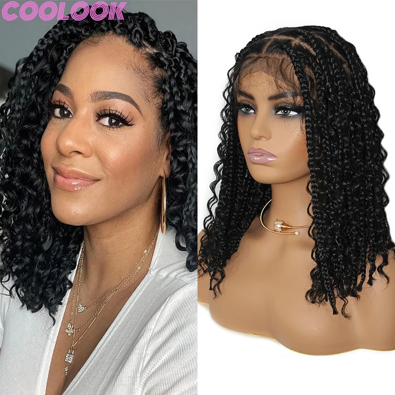 Synthetic Bohemian Braided Full Lace Wig for women 12 Inch  Short Bob Box Braid Wigs Distressed Artificial Dreadlock Braids Wigs