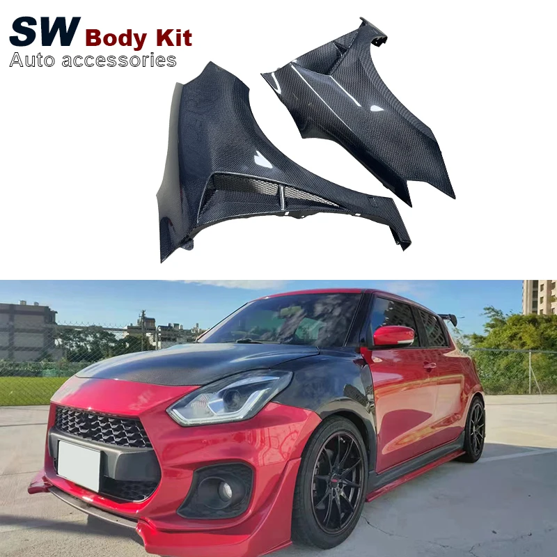 Real Carbon Fiber Car Front Fender For Suzuki Swift ZC33S Car Side Vent Air Flow Fender Intake 2017-2021