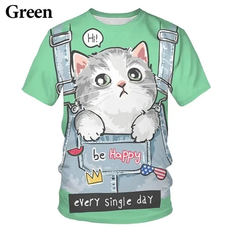 

3d Printed Cat Fake Two-piece Short-sleeved Summer Top Trend Fashion Cool Man T Shirts And Women 3d Print T Shirts Size 4xl Tops