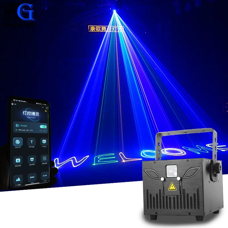 2-6W ILDA Stage Laser Light DJ Disco Bluetooth Animation Scanner Laser Light RGB App Control Laser Effect for Party Night Club
