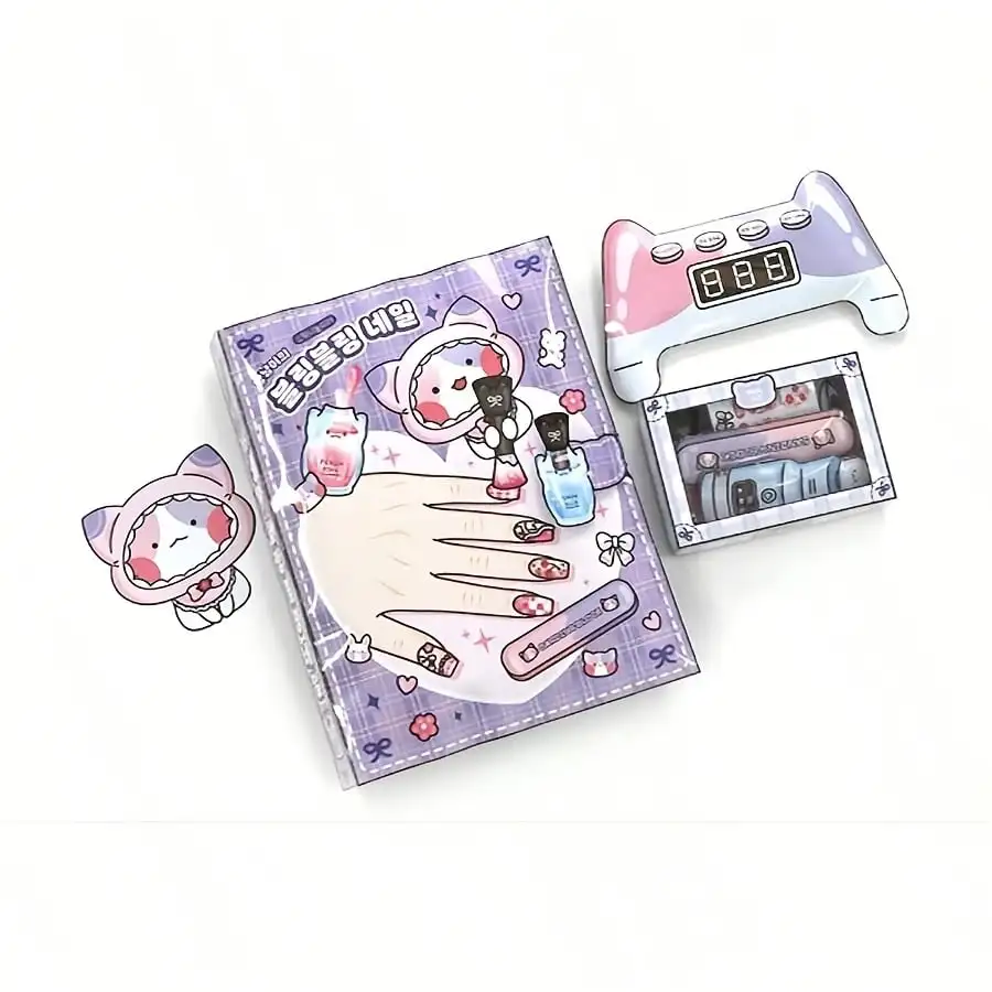 Cute Cat Nail Art Theme DIY Scrapbook Kit, Handmade Mini Book Craft Set, Easy Creative Activity Gift for Friends & Family