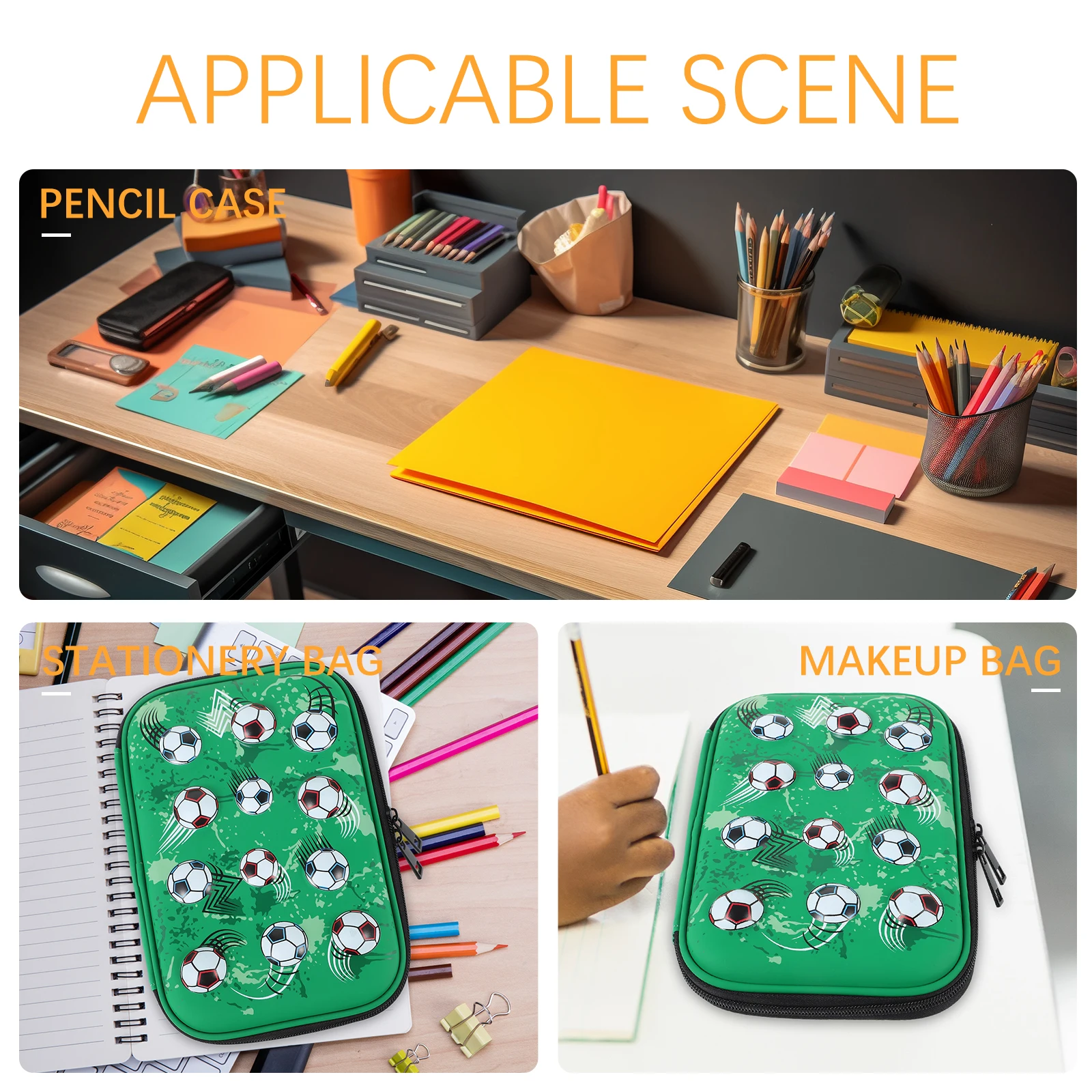 

Pencil Case Stationery Storage Bag Organizer Large Zipper Bags Pouch Green Organized Cases for Students