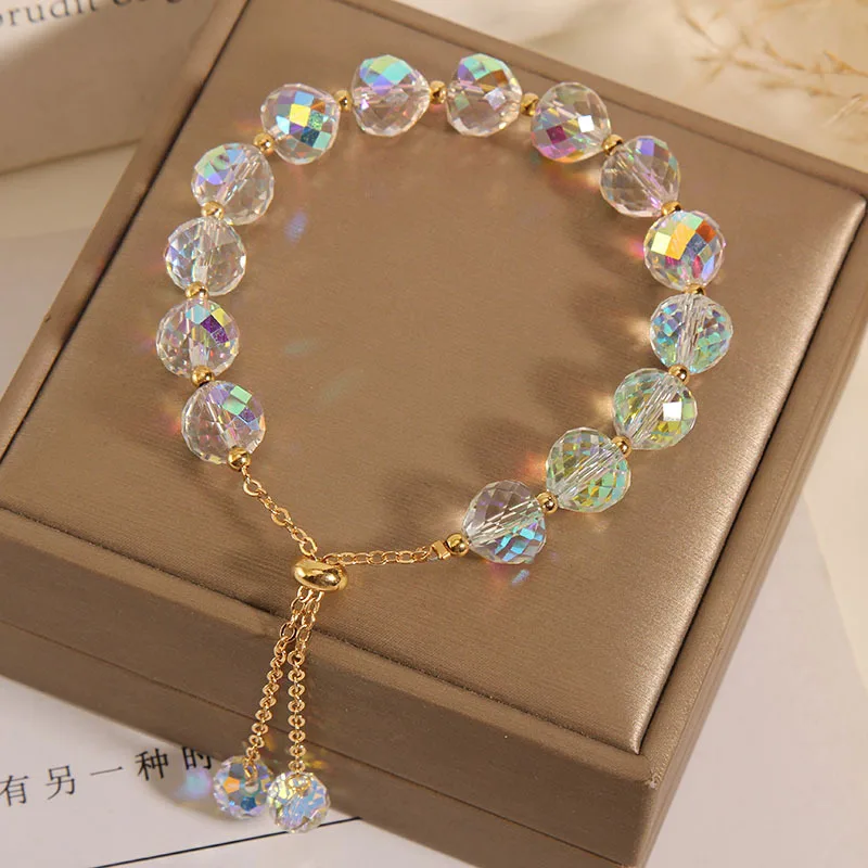 Stylish Colorful Synthetic Austrian Crystal Bracelet - New Shining Stone Bead Cord Chain for Women's Gatherings