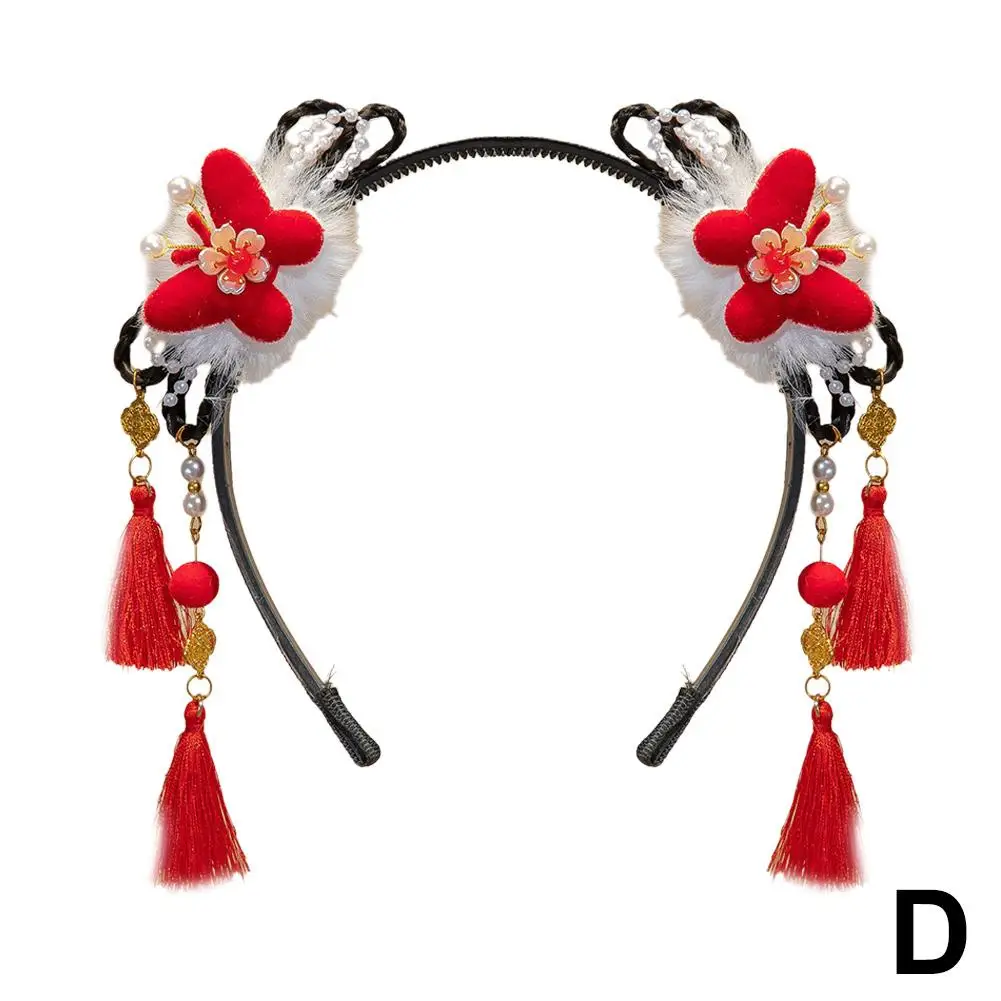 Chinese Style Headband Hanfu Flower Tassel Ancient Children\'s New Princess Hairband Headband Year Royal Cute Headdress Cour M5P7