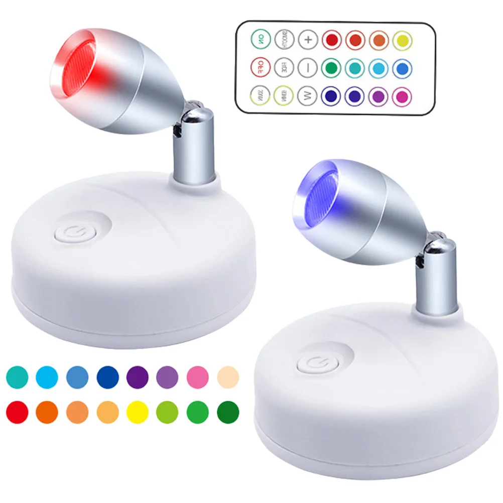 

LED Cabinet Spotlight Lights Rotatable Heads Operated Mini Spotlights Display Accent Light Remote Control Color Changing