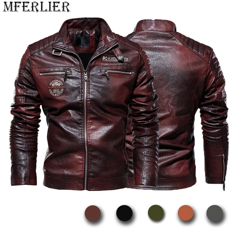 

New Men's Leather Jackets Autumn And Winter Casual Motorcycle Slim PU Jacket Biker Leather High Quality Fashion Warm Overcoat