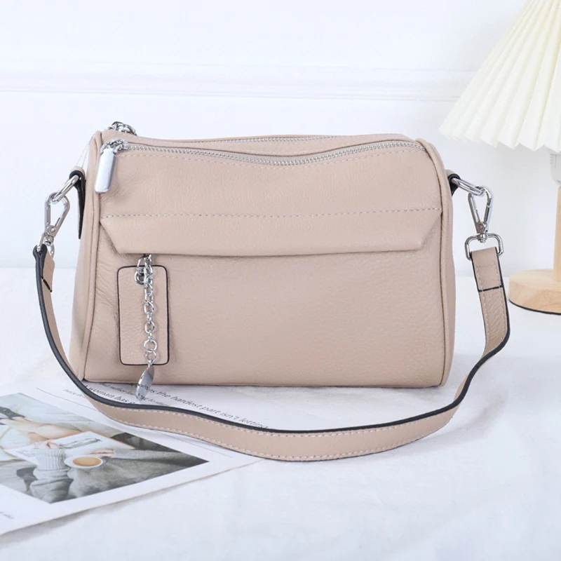 ZENCY Spring NEW Small Genuine Cow Leather Women Shoulder Bag Handbag Top Layer Cowhide Messenger Two Shoulder Strap Phone Bags