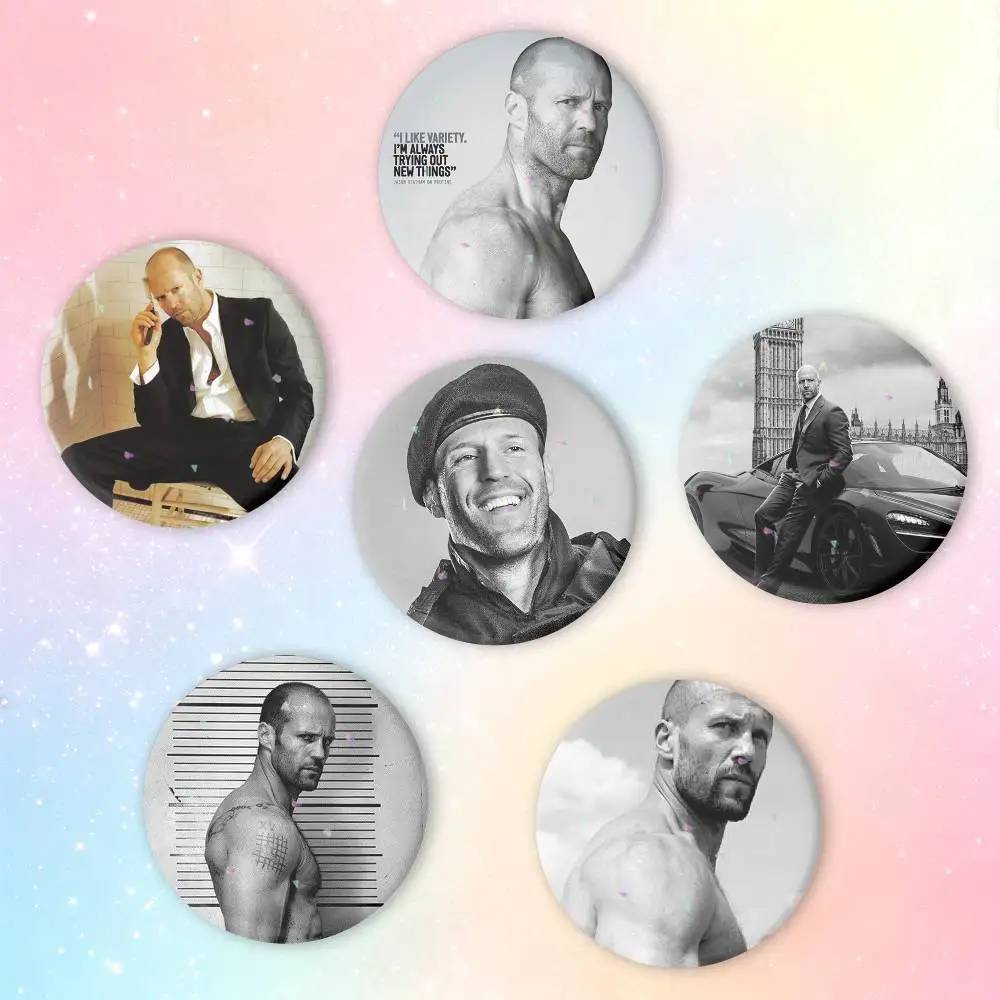 j-Jason Statham Action_Star Badges Creative Tinplate Button PinsBrooch Badge Clothes Backpack