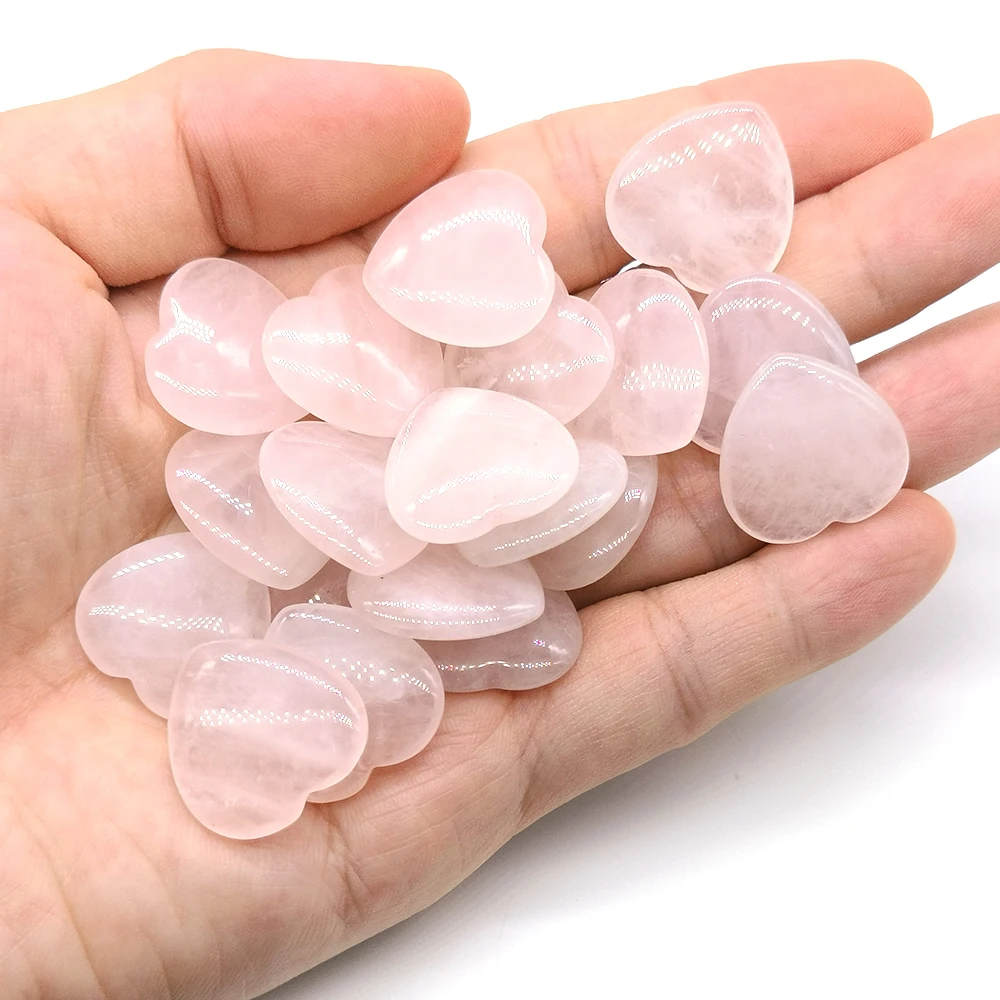 20mm Rose Quartz Mini Heart Natural Crystal Stone Love Hearts Shaped Chakra Pocket Balancing Meditation Valentine Gift For Women