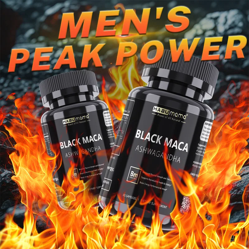 HABUMAMA Black Maca Booster para hombres - Suplementos de maca para la salud, la energía y la resistencia, masa muscular