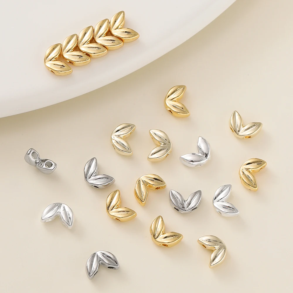 5Pcs/Pack 5*7mm 14/18K Gold Color Plated Malt-Shaped Double Hole Spacer Beads for DIY Necklace Jewelry Making Accessories image 4