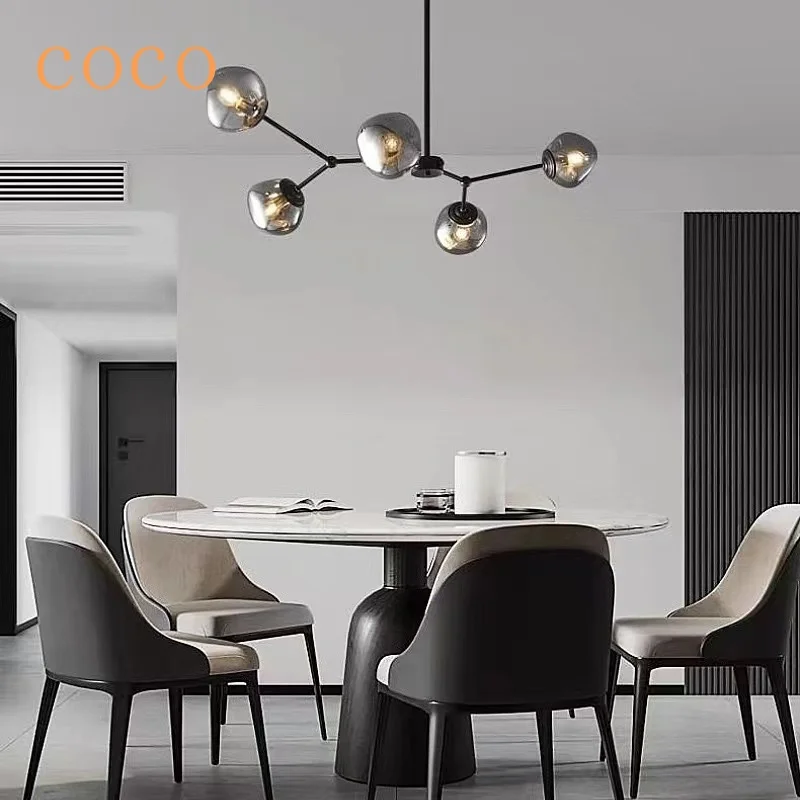 

Modern Creative Bubble Pendant Light Amber Smoke Grey Glass Ceiling Light 5 8 10 Head Living Room Bedroom Kitchen Light Fixtures