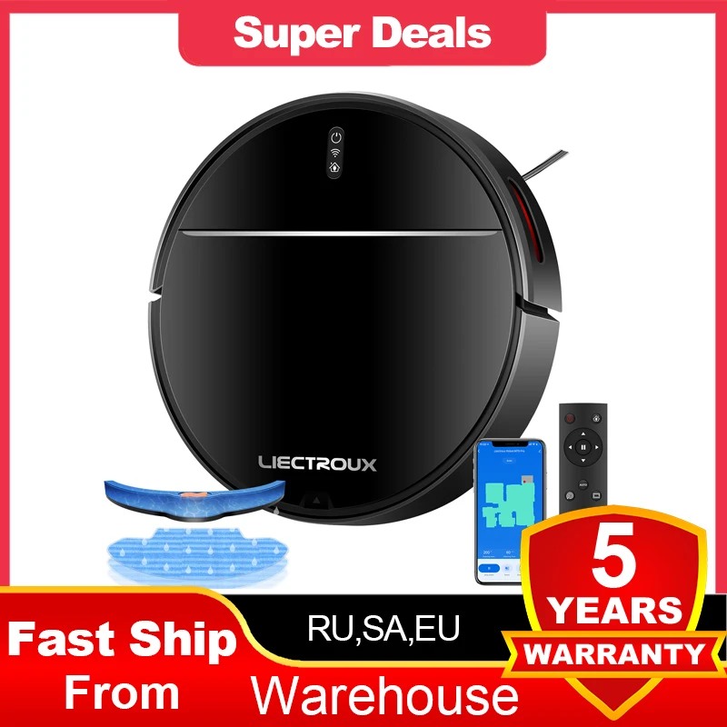 Liectroux M7S Robot Vacuum Cleaner,Smart Dynamic Navigation,4000Pa,Wet Mop,WiFi,Silent,Work with Alexa & Google Home