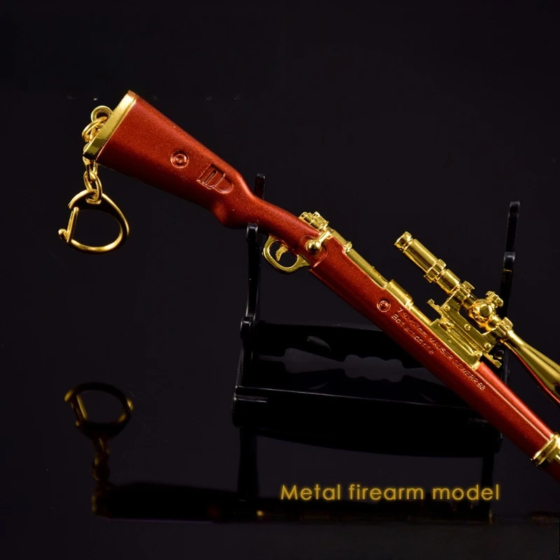 17cm/6.69in cruz 98k edição de ouro chaveiros jogos periféricos armas de brinquedo modelos mochila pingentes metal artesanato ornamentos presente do menino