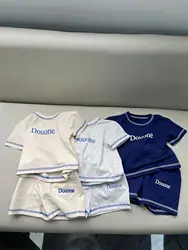 2024 Summer New Baby Short Sleeve Clothes Set Cotton Letter Print Infant Boy Girl Shorts Suit Toddler Casual Breathable Outfits