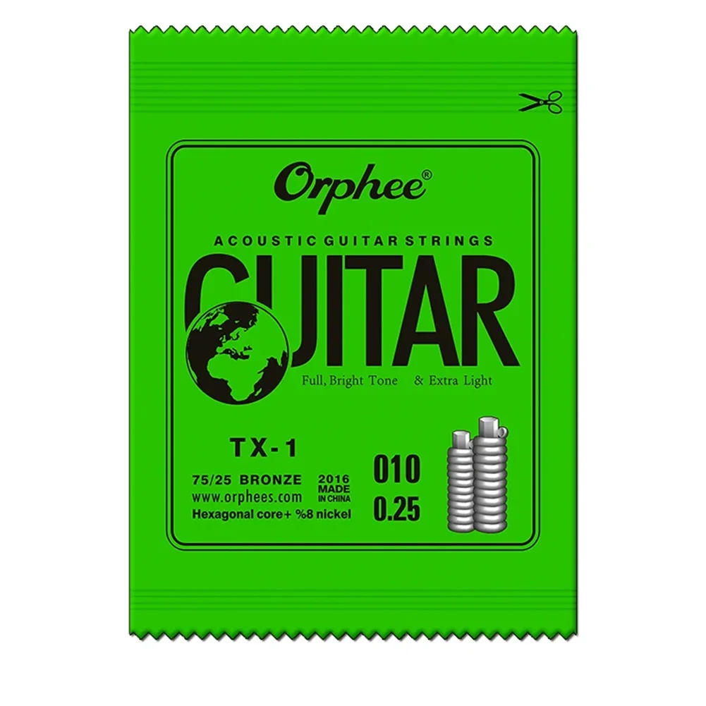 SPORTFUNSF 10Pcs Orphee Single Strings For Acoustic Guitar 1st E-String(.010)  Replacement Steel Guitars Strings Beginners Acces