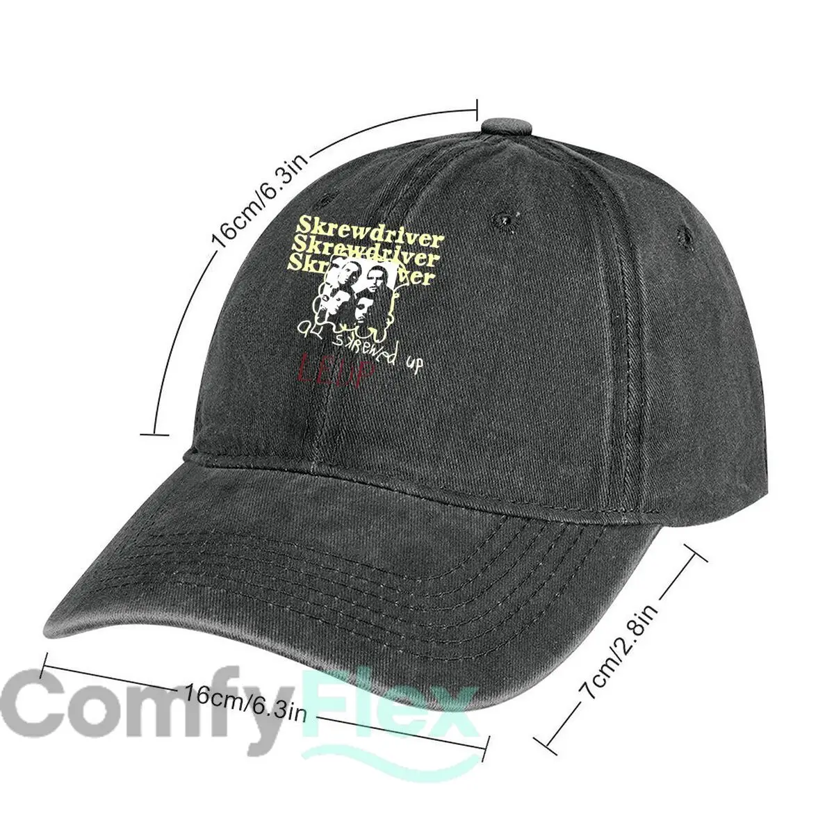 Skrewdriver Repeated Text Unisex Adjustable Adult Washed Baseball Cap Casual Hat for Men & Women Hip Hop