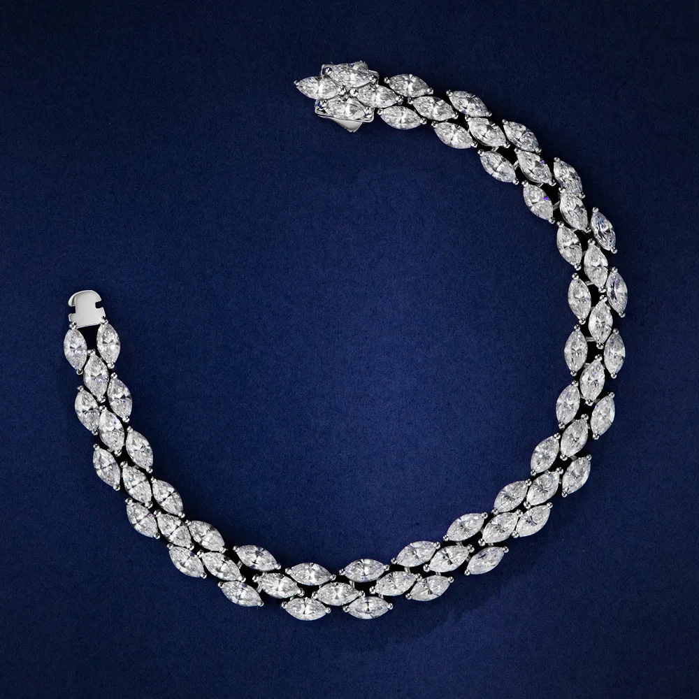 925 silver white horse eye 3 * 6 woven texture high carbon diamond European and American niche fashion accessory bracelet