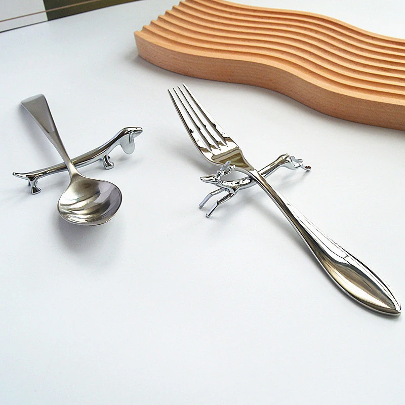 1/2Pcs Metal Cutlery Rack, Deer-shaped Chopstick Rest, Zinc Alloy Chopstick Rest, Tableware, Home And Kitchen Accessories Rack