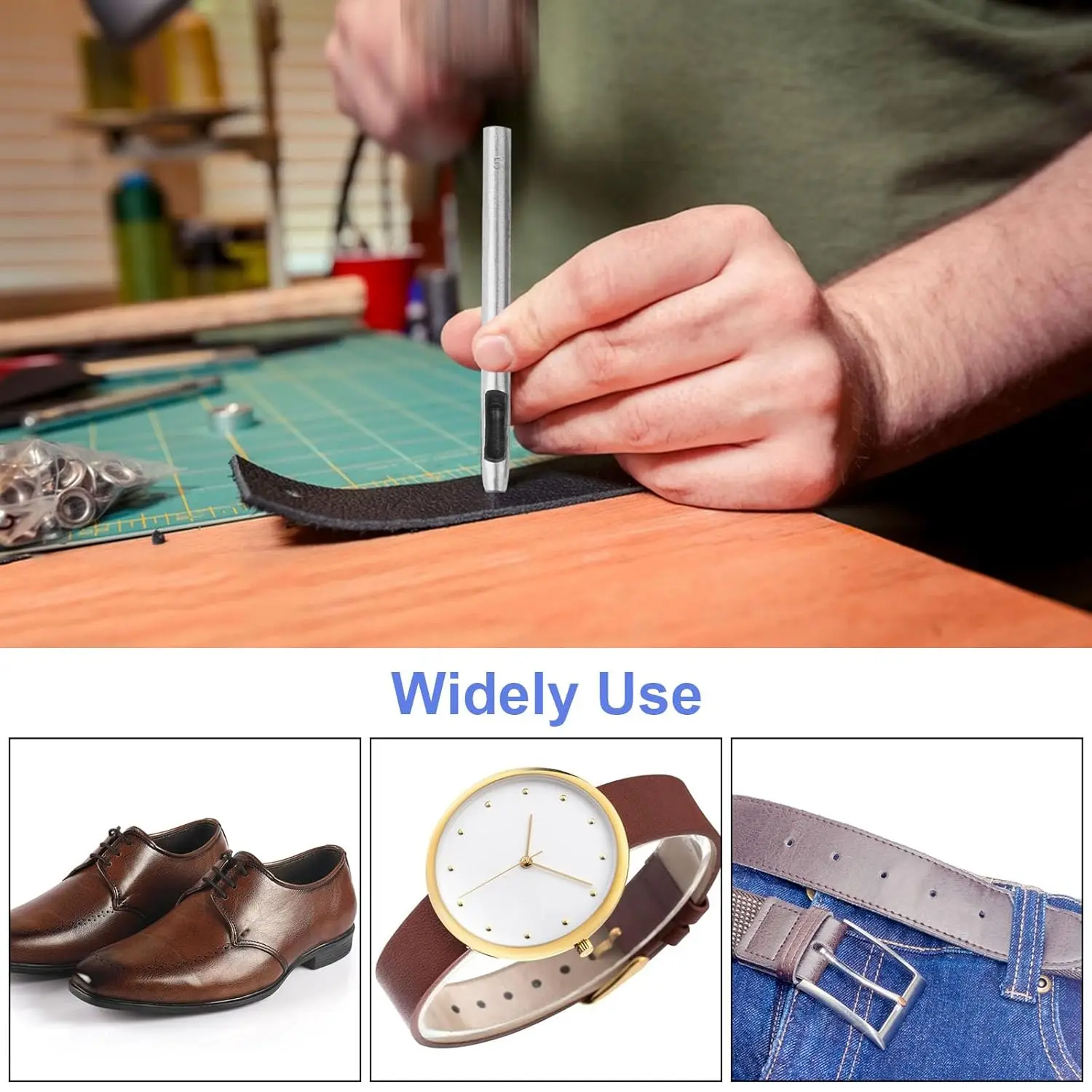 Bild 7: 6 Teile/satz Leder Loch Stanzen Werkzeuge Hohl Runde Locher Kleidung Nähen Leathercraft Zubehör Bohren Puncher Kit