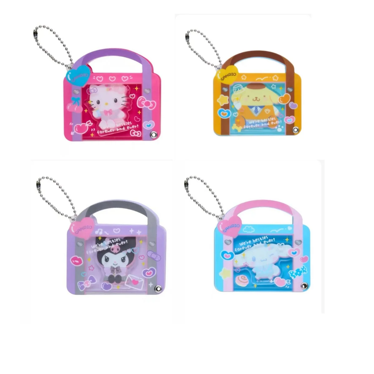 

sanrio acrylic kuromi pendant keychain hello kitty my melody Yugui dog can hold photos ID keychains cute Japanese women