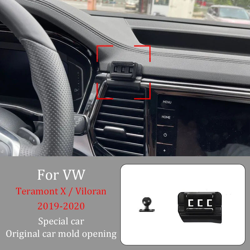 Car Phone Holder For VW Teramont X Viloran 2019-2020  Wireless Charger Automatic Clamping  360° Rotating Navigation Bracket